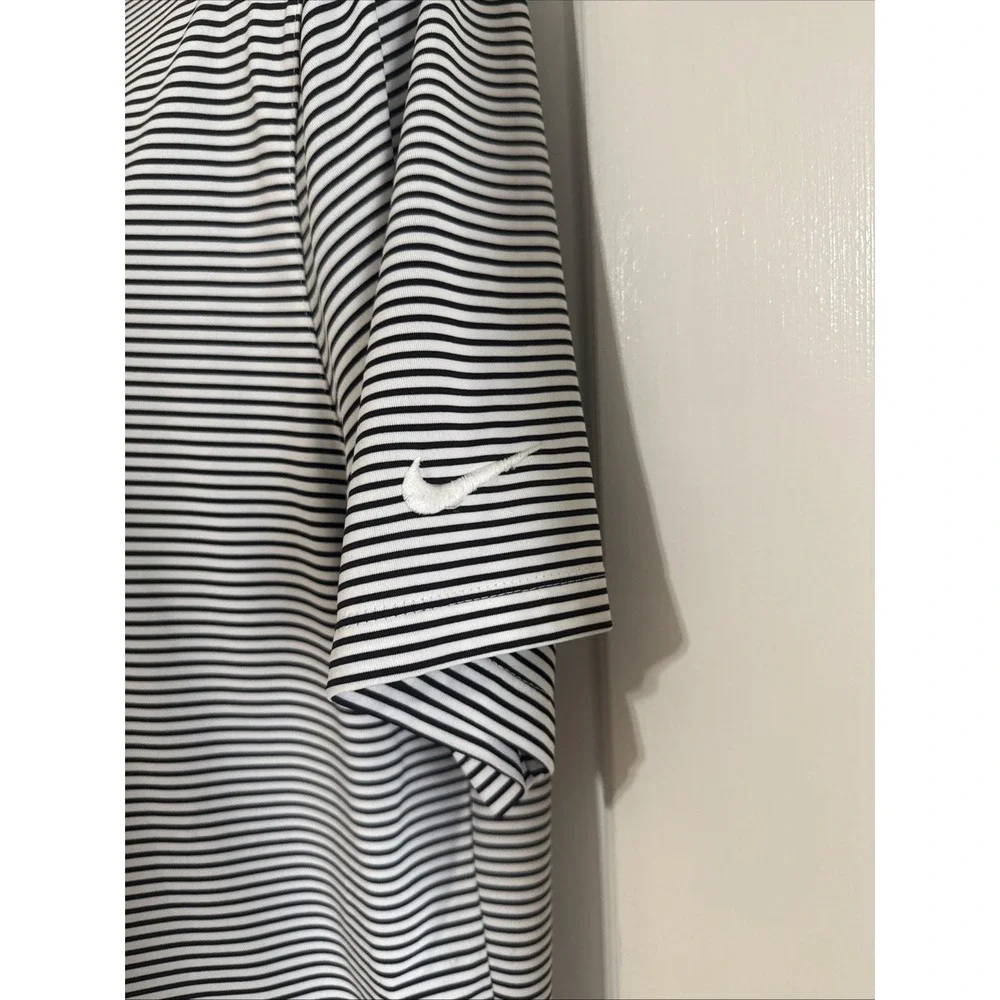 Nike Men's Dri Fit Polo Shirt XL Black White‎ Striped University Of Texas Logo